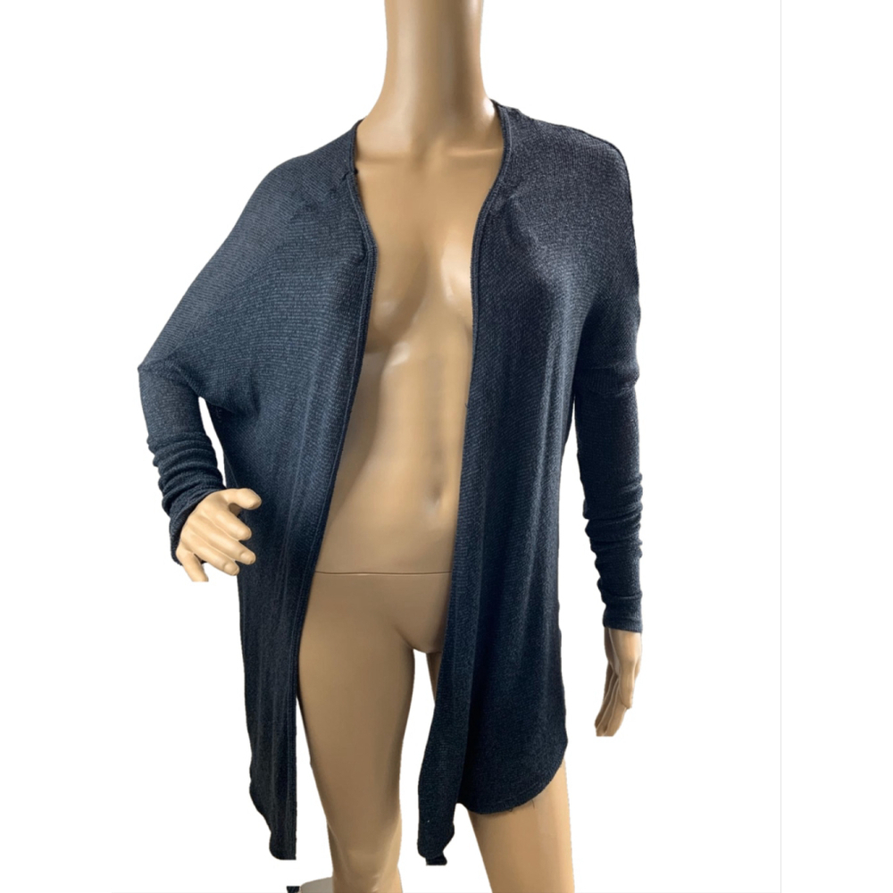 Abecrombie & Fitch Women's Long Open Front Cardigan XS Dark Gray Asymmetric Y2K